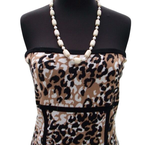 Cache Black Tan White Strapless Cami Tube Top New Stretch Animal Print $88 NWT - Picture 2 of 3